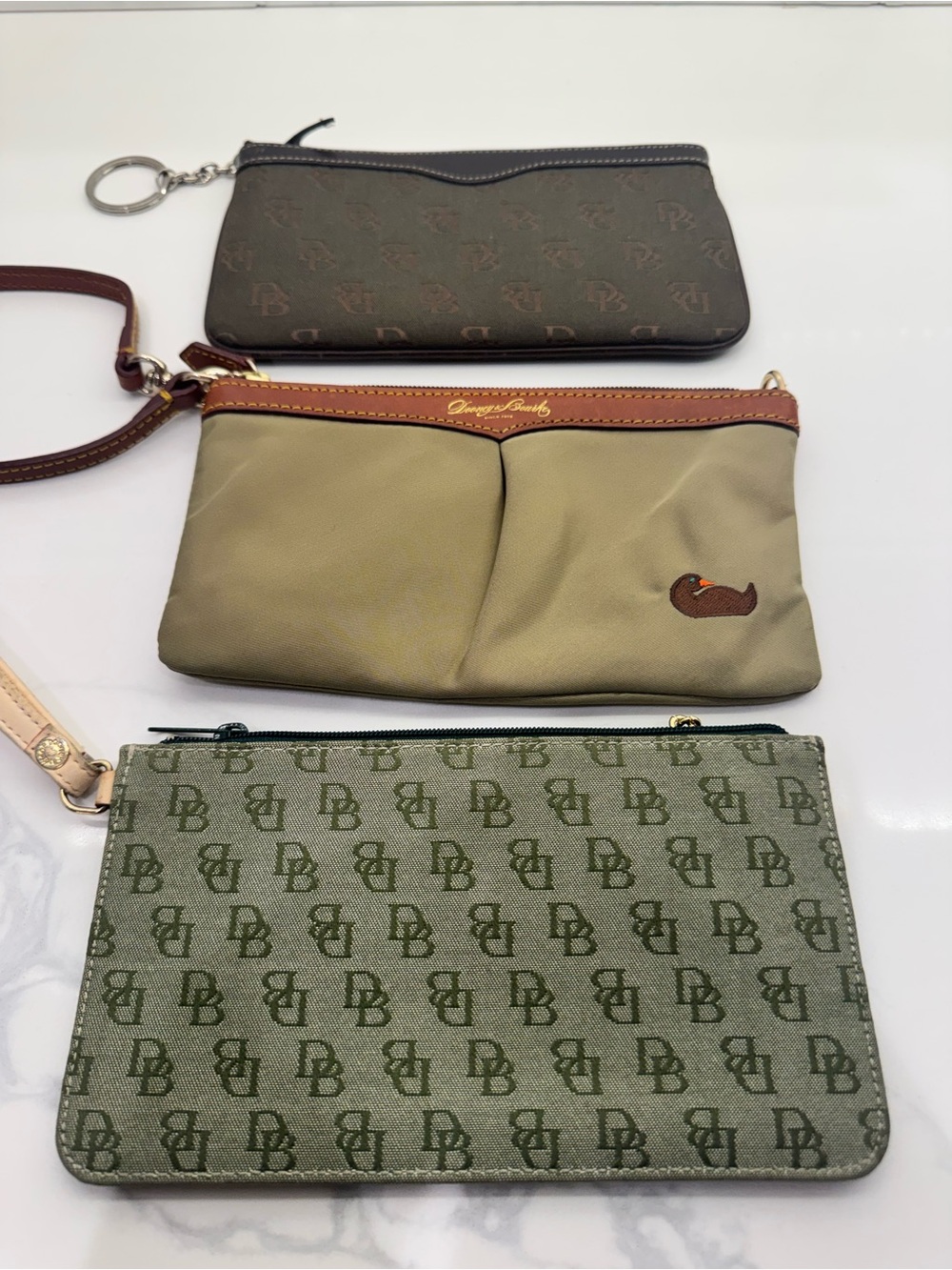 Dooney & Bourke Olive, Brown and Dark Brown Trio Wristlet Set - Picture 3 of 7